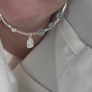 喜乐海蓝宝纯银手串