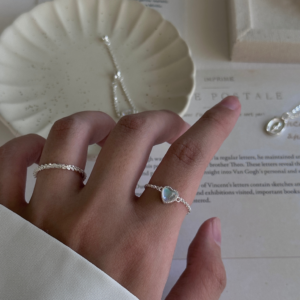 爱心幻彩石可抽拉式戒指