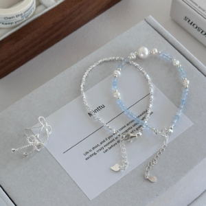 海蓝宝淡水珍珠手串