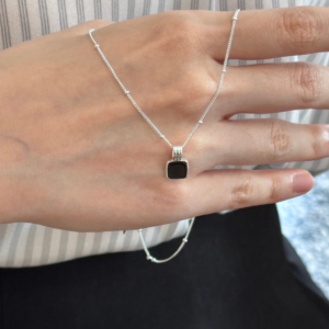 复古四方黑玛瑙项链